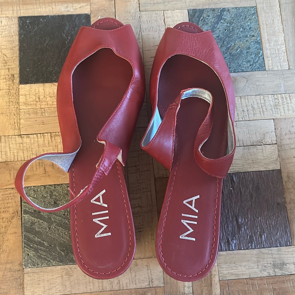 Red Leather MIA Y2K Platform Shoes